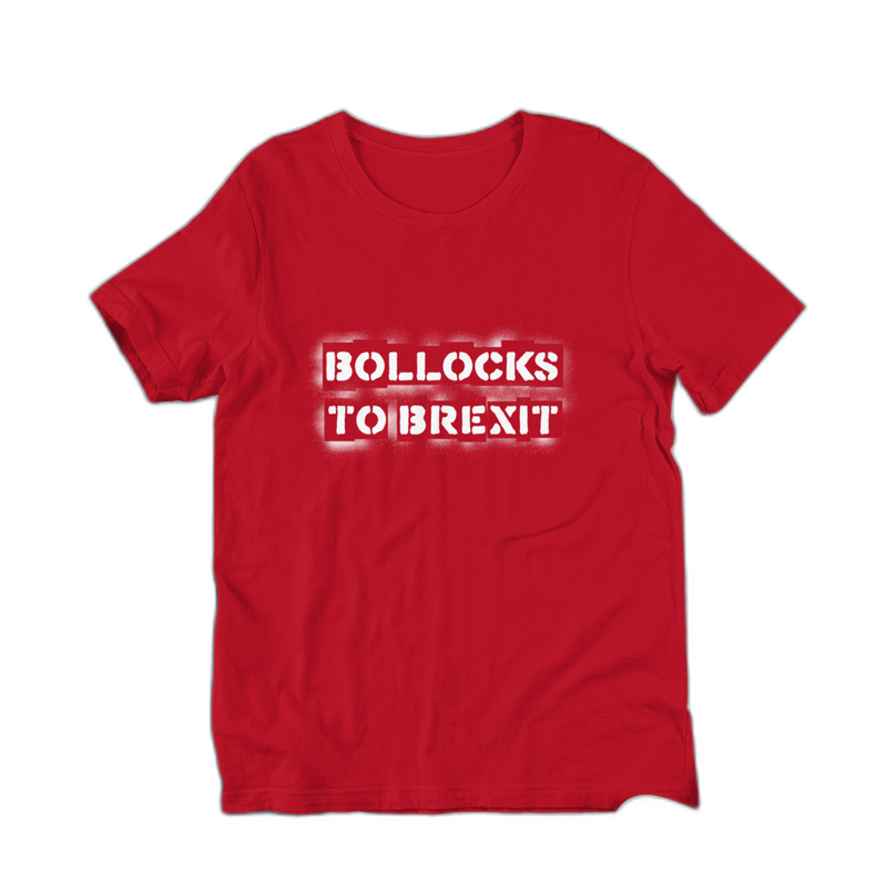 Red Bollocks to Brexit t-shirt on plain background, Very Brexit Problems