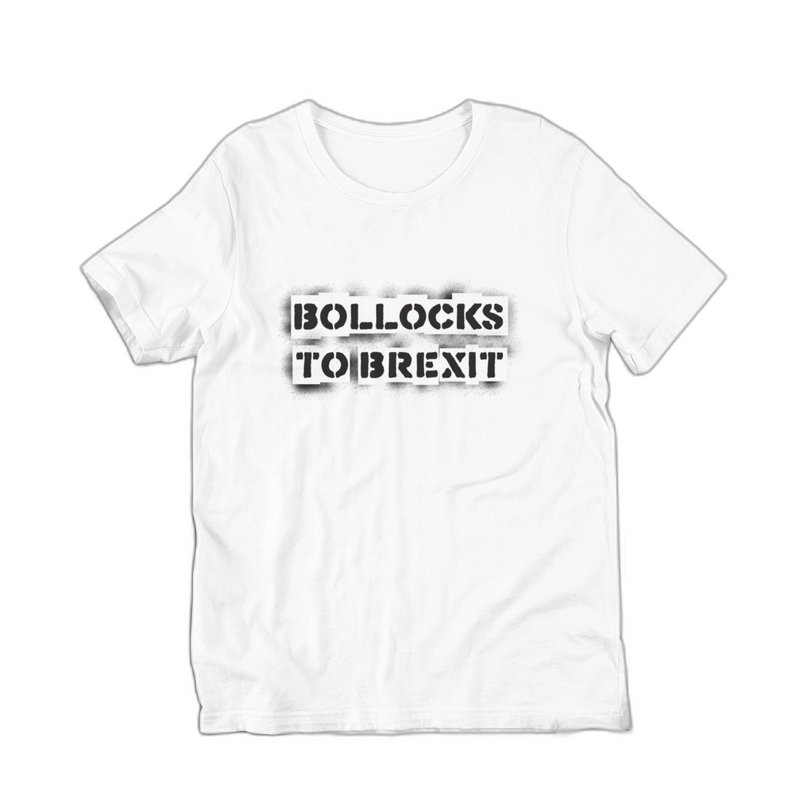 White Bollocks to Brexit t-shirt on plain background, Very Brexit Problems