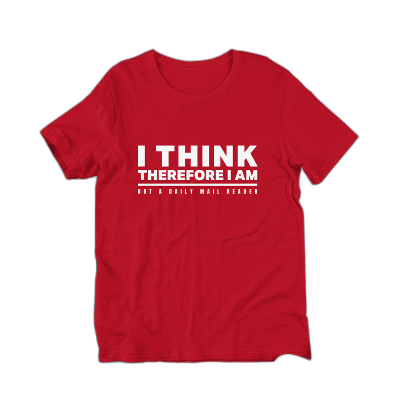 Red Not a Daily Mail Reader t-shirt on plain background, Very Brexit Problems