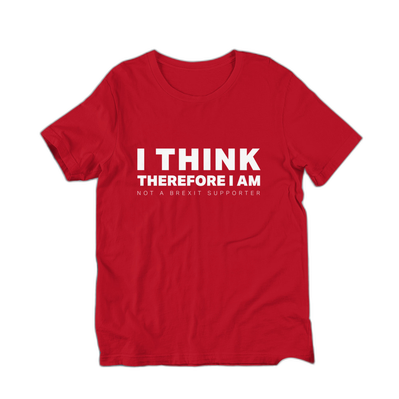 Red Not a Brexit Supporter t-shirt on plain background, Very Brexit Problems