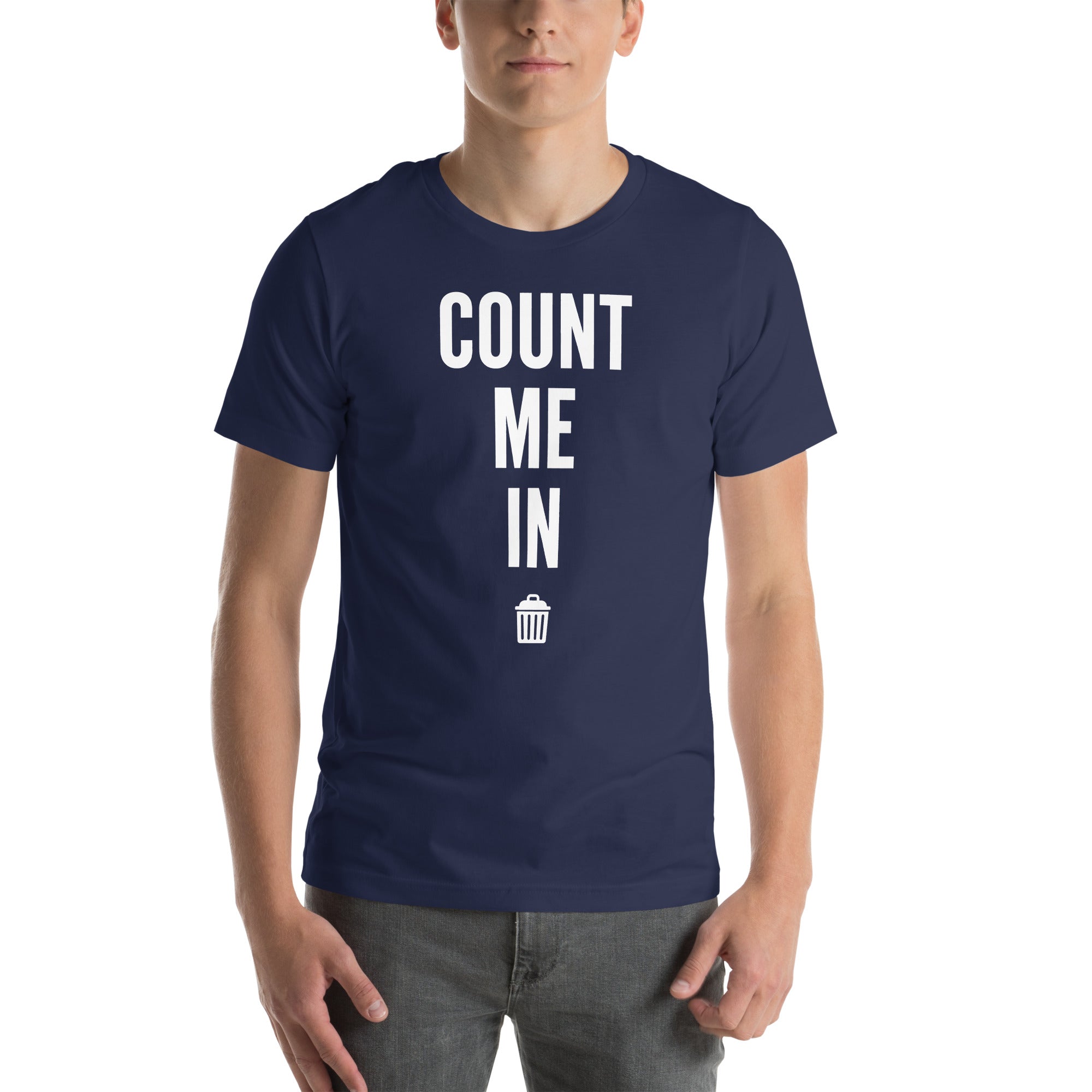 Navy Count Me In t-shirt on plain background, Very Brexit Problems