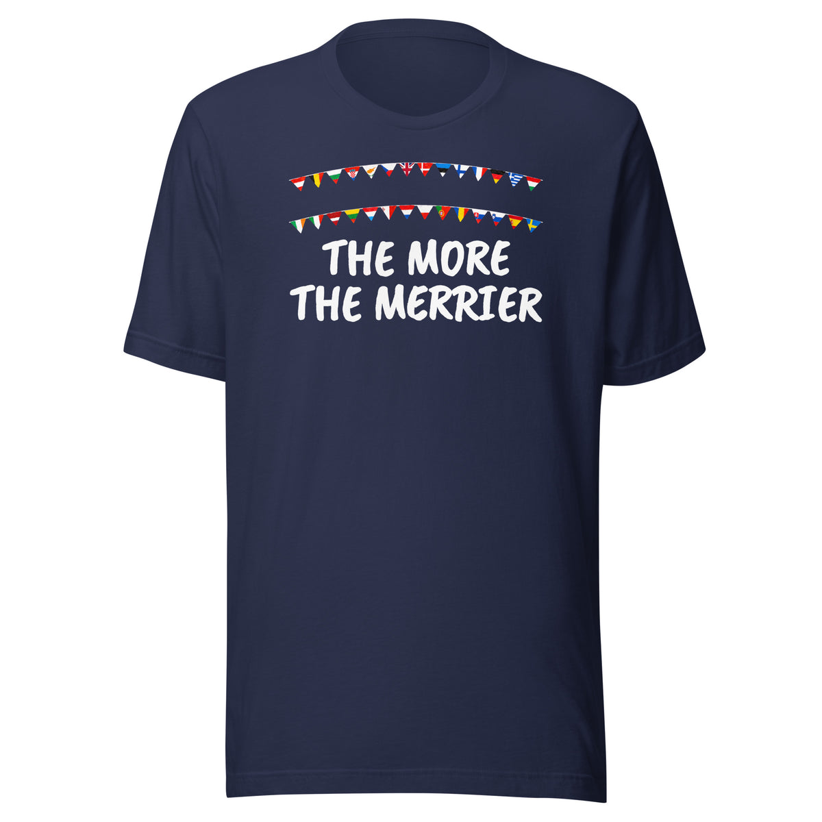 The More the Merrier t-shirt in navy, flat front view
