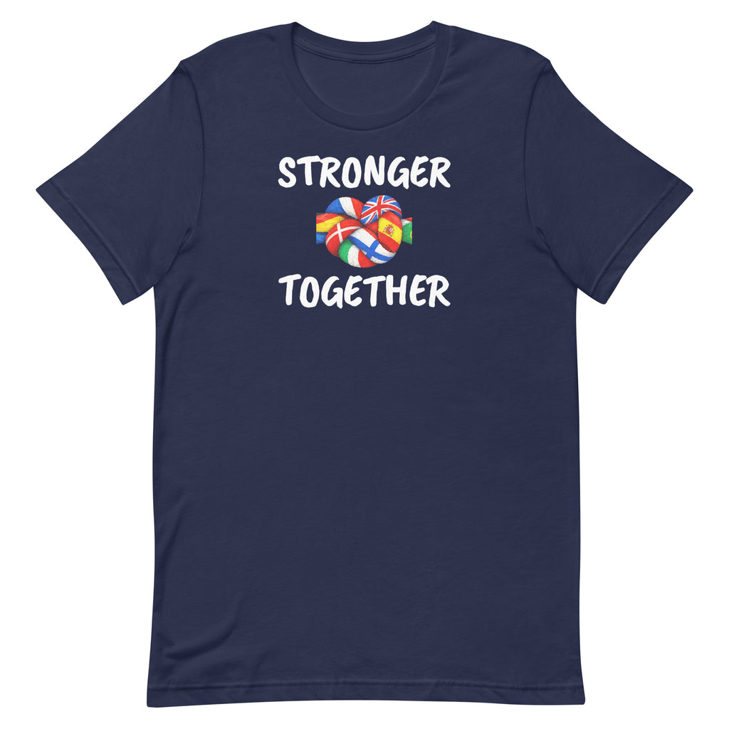 Stronger Together t-shirt in navy, flat front view