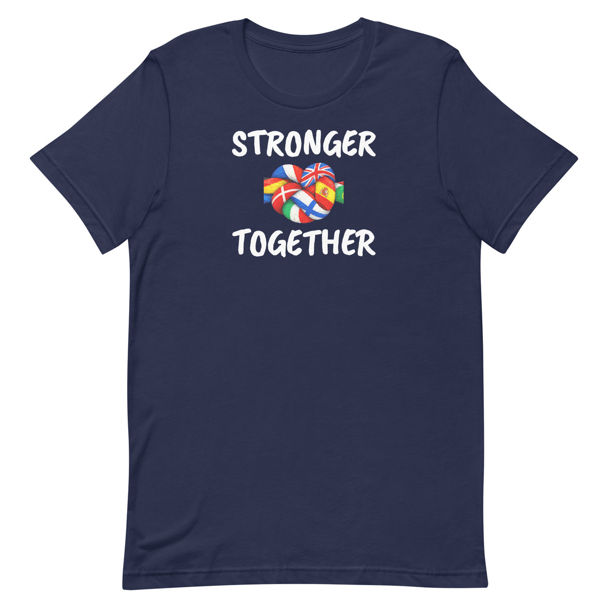 Stronger Together t-shirt in navy, flat front view