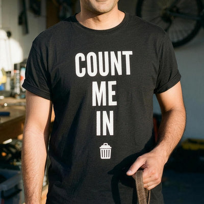 Count Me In t-shirt, chest print close-up
