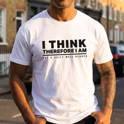 Not a Daily Mail Reader t-shirt, chest print close-up