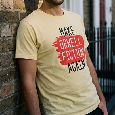 Orwell Fiction t-shirt, chest print close-up
