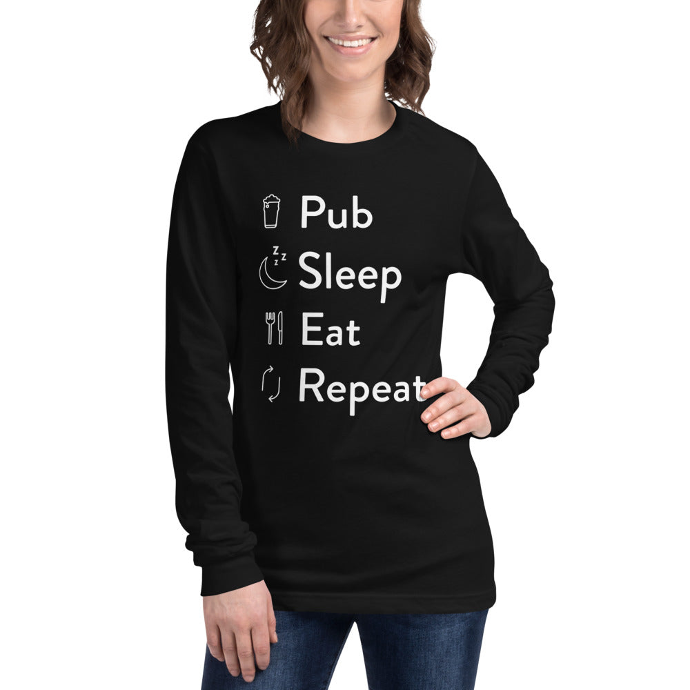 Pub Sleep Eat Repeat Unisex Long Sleeve Tee