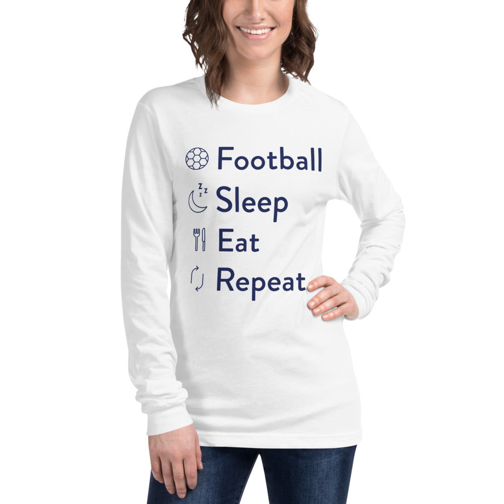 Football Sleep Eat Repeat Unisex Long Sleeve Tee