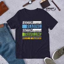 Load image into Gallery viewer, Fascism is Cured by Reading Unisex T-Shirt
