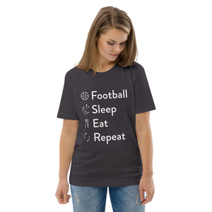 Football Sleep Eat Repeat Unisex organic cotton t-shirt