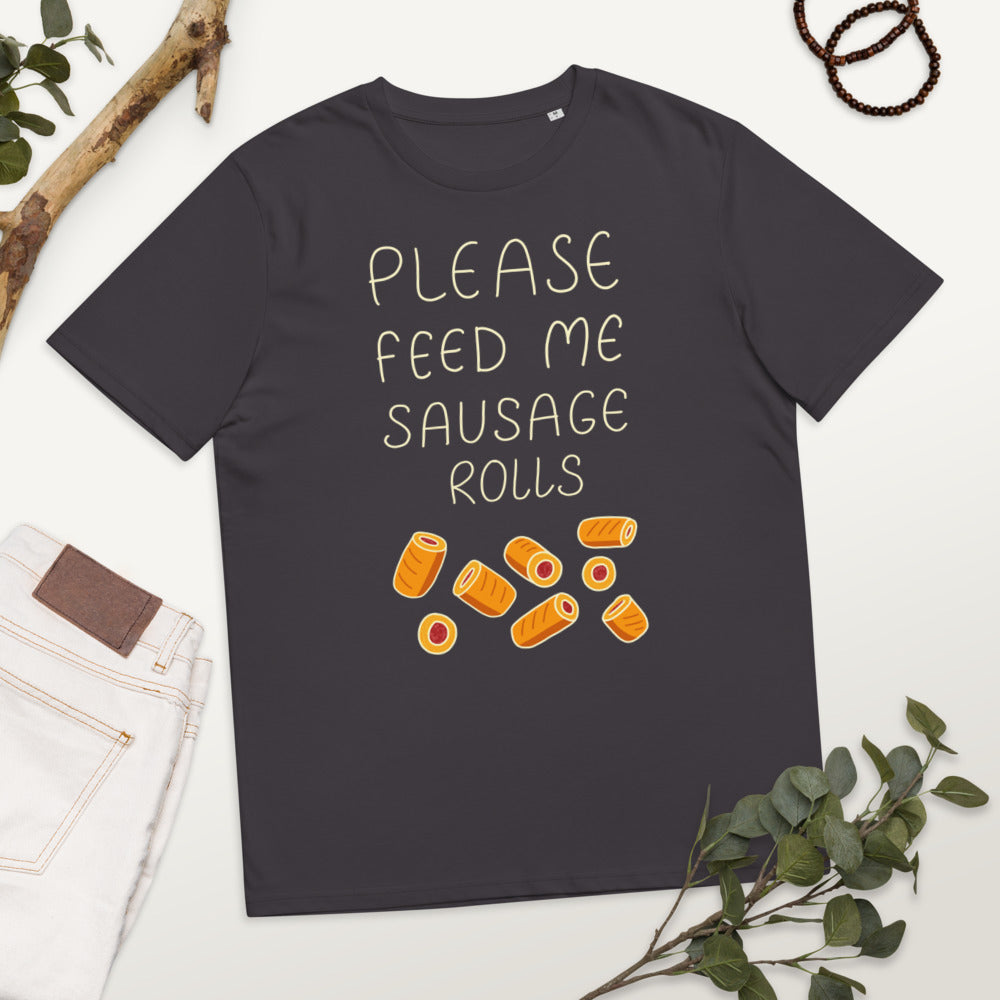 Feed me Sausage Rolls Unisex organic cotton t-shirt