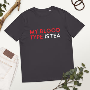 My blood type is tea Unisex organic cotton t-shirt