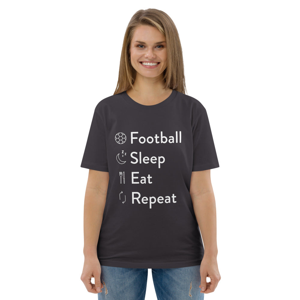 Football Sleep Eat Repeat Unisex organic cotton t-shirt