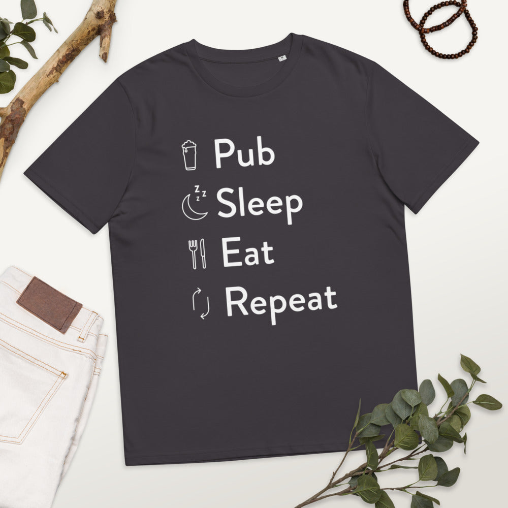 Pub Sleep Eat Repeat Unisex organic cotton t-shirt
