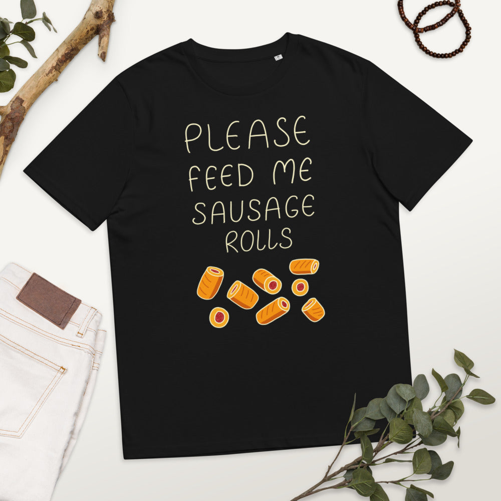 Feed me Sausage Rolls Unisex organic cotton t-shirt