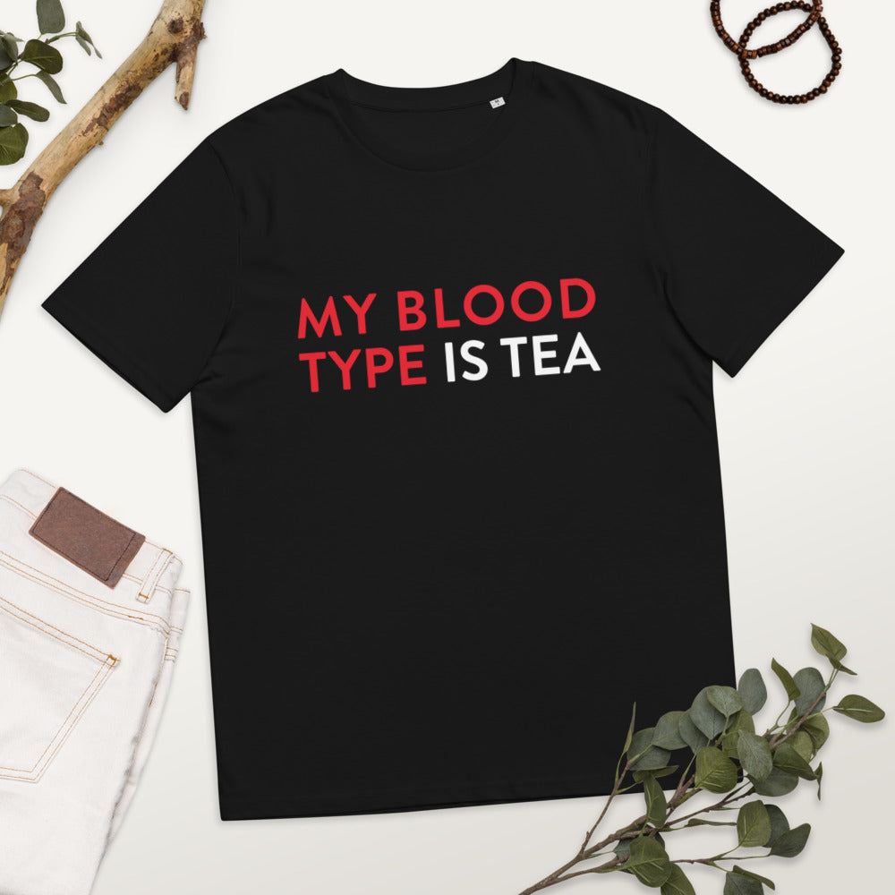 My blood type is tea Unisex organic cotton t-shirt