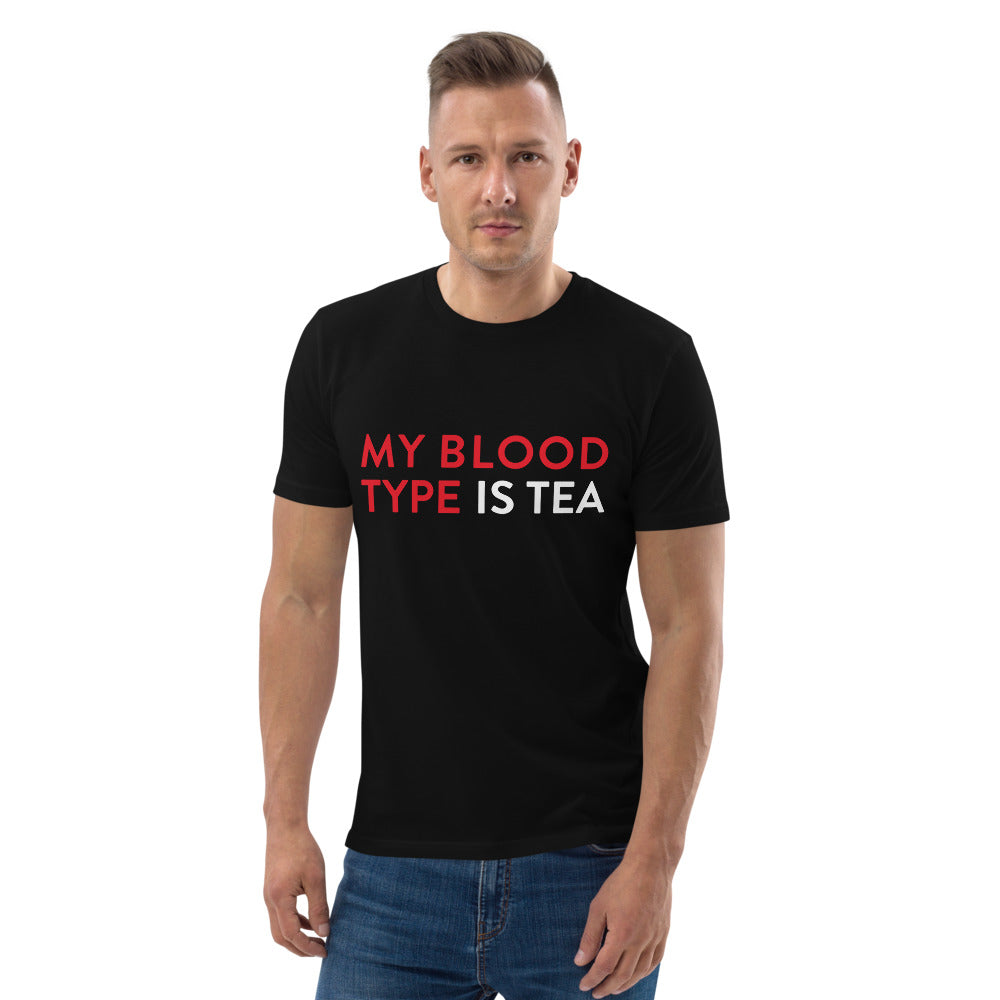 My blood type is tea Unisex organic cotton t-shirt