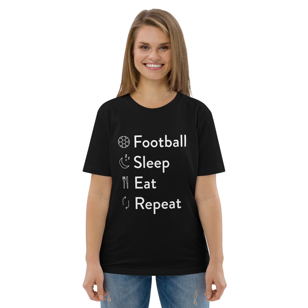 Football Sleep Eat Repeat Unisex organic cotton t-shirt