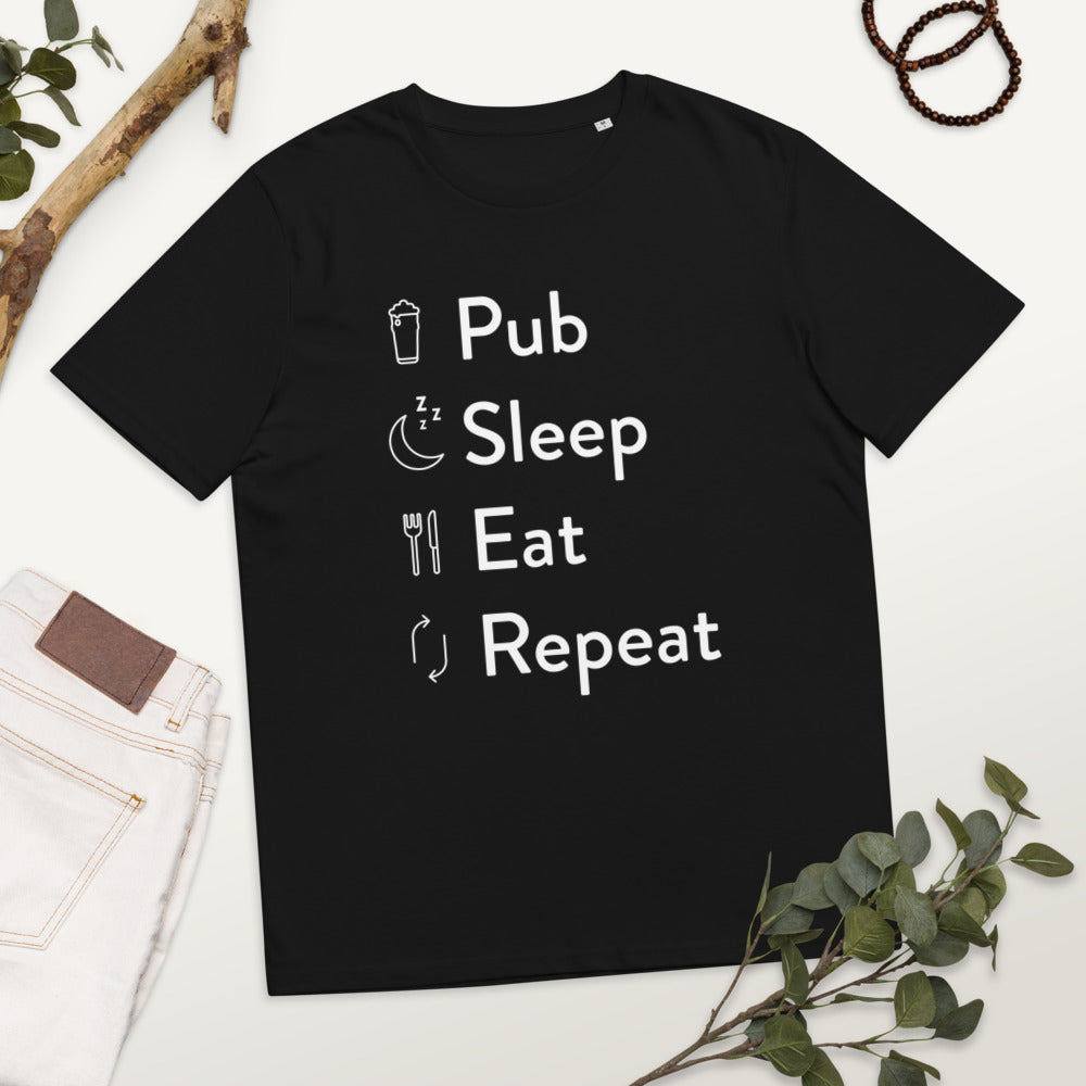 Pub Sleep Eat Repeat Unisex organic cotton t-shirt