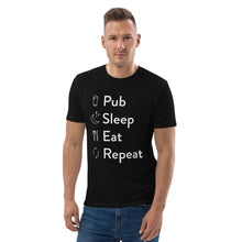 Load image into Gallery viewer, Pub Sleep Eat Repeat Unisex organic cotton t-shirt
