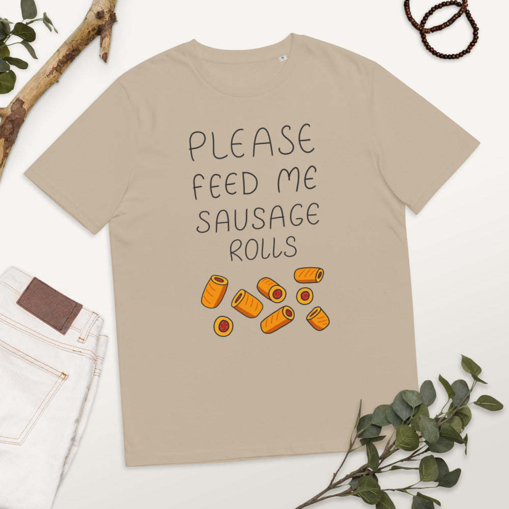 Feed me Sausage Rolls Unisex organic cotton t-shirt