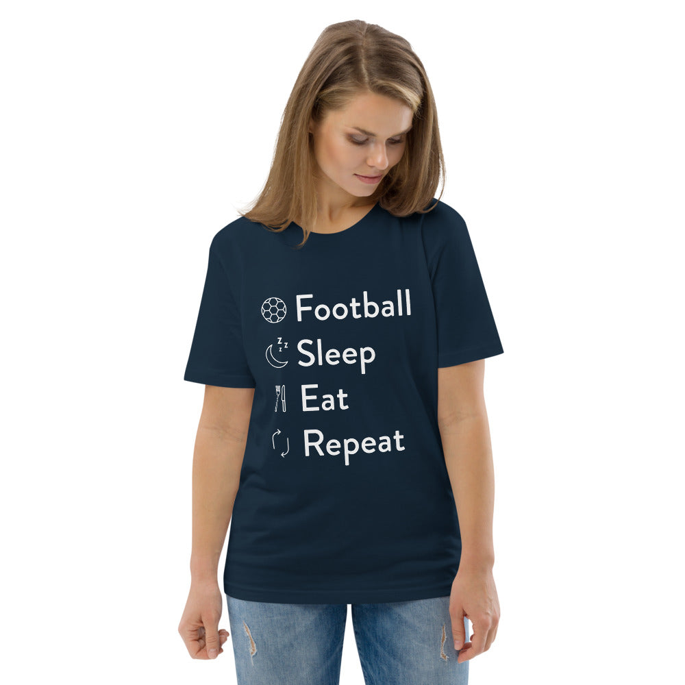 Football Sleep Eat Repeat Unisex organic cotton t-shirt