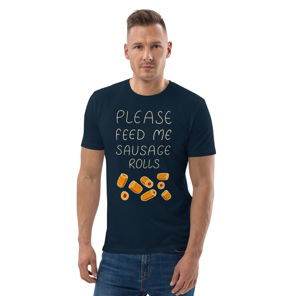 Feed me Sausage Rolls Unisex organic cotton t-shirt