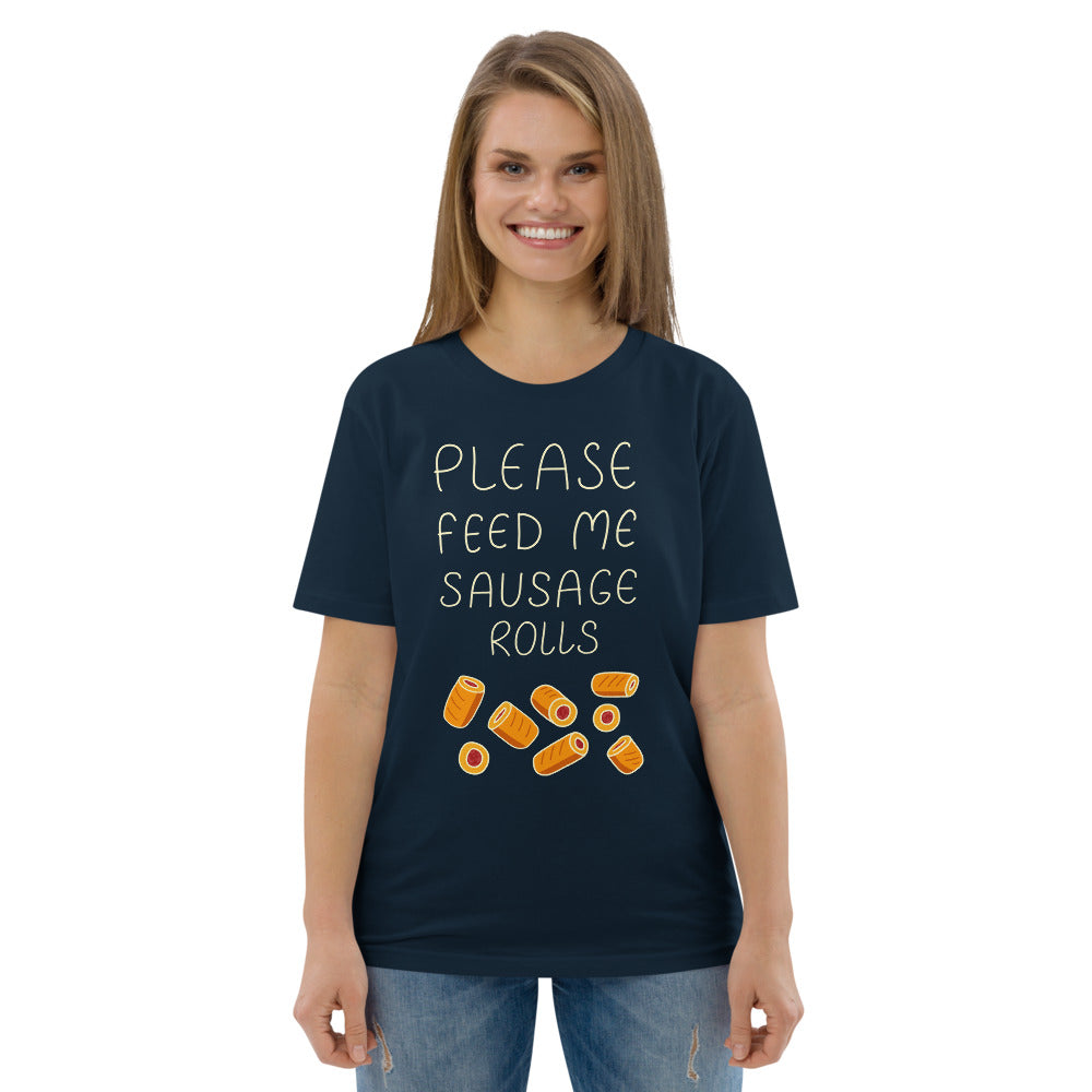 Feed me Sausage Rolls Unisex organic cotton t-shirt