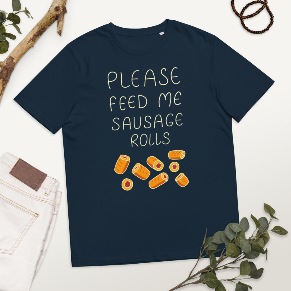 Feed me Sausage Rolls Unisex organic cotton t-shirt