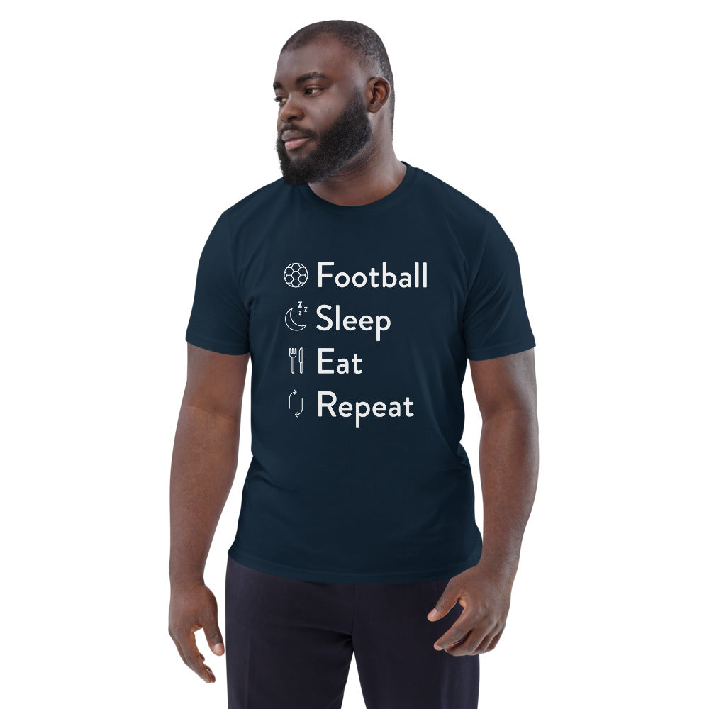 Football Sleep Eat Repeat Unisex organic cotton t-shirt