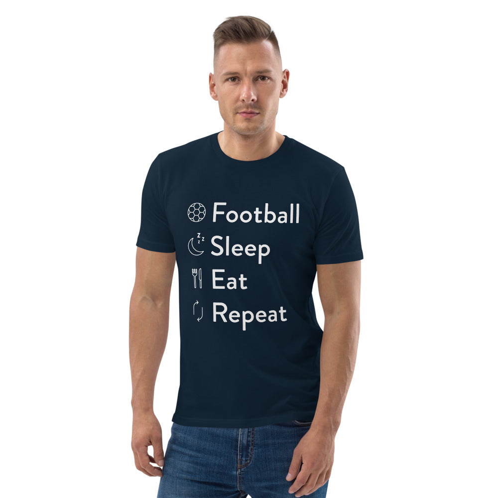 Football Sleep Eat Repeat Unisex organic cotton t-shirt