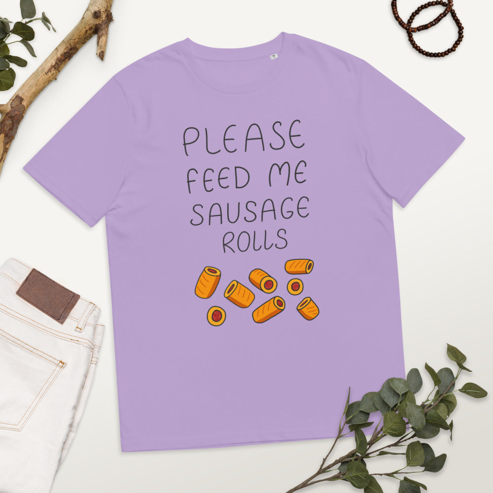 Feed me Sausage Rolls Unisex organic cotton t-shirt