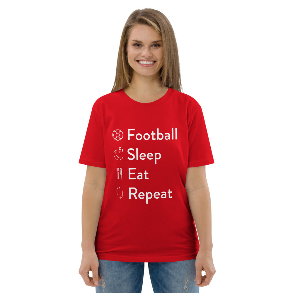 Football Sleep Eat Repeat Unisex organic cotton t-shirt