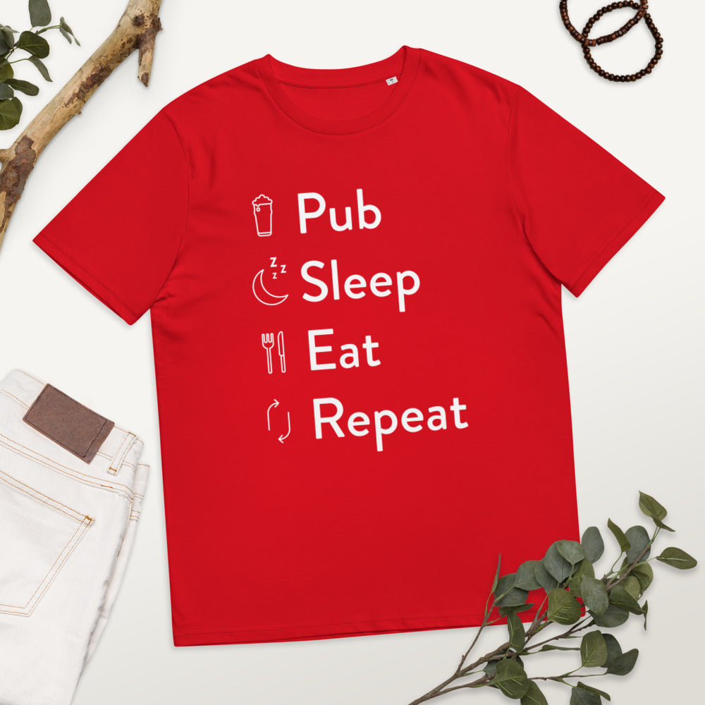 Pub Sleep Eat Repeat Unisex organic cotton t-shirt