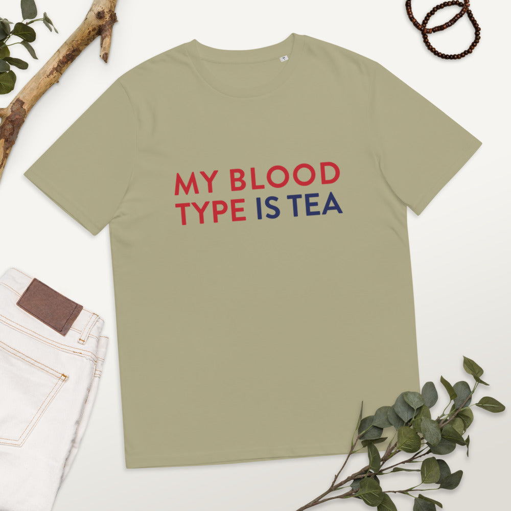 My blood type is tea Unisex organic cotton t-shirt