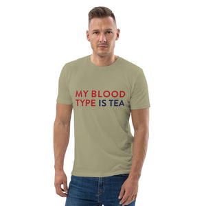 My blood type is tea Unisex organic cotton t-shirt