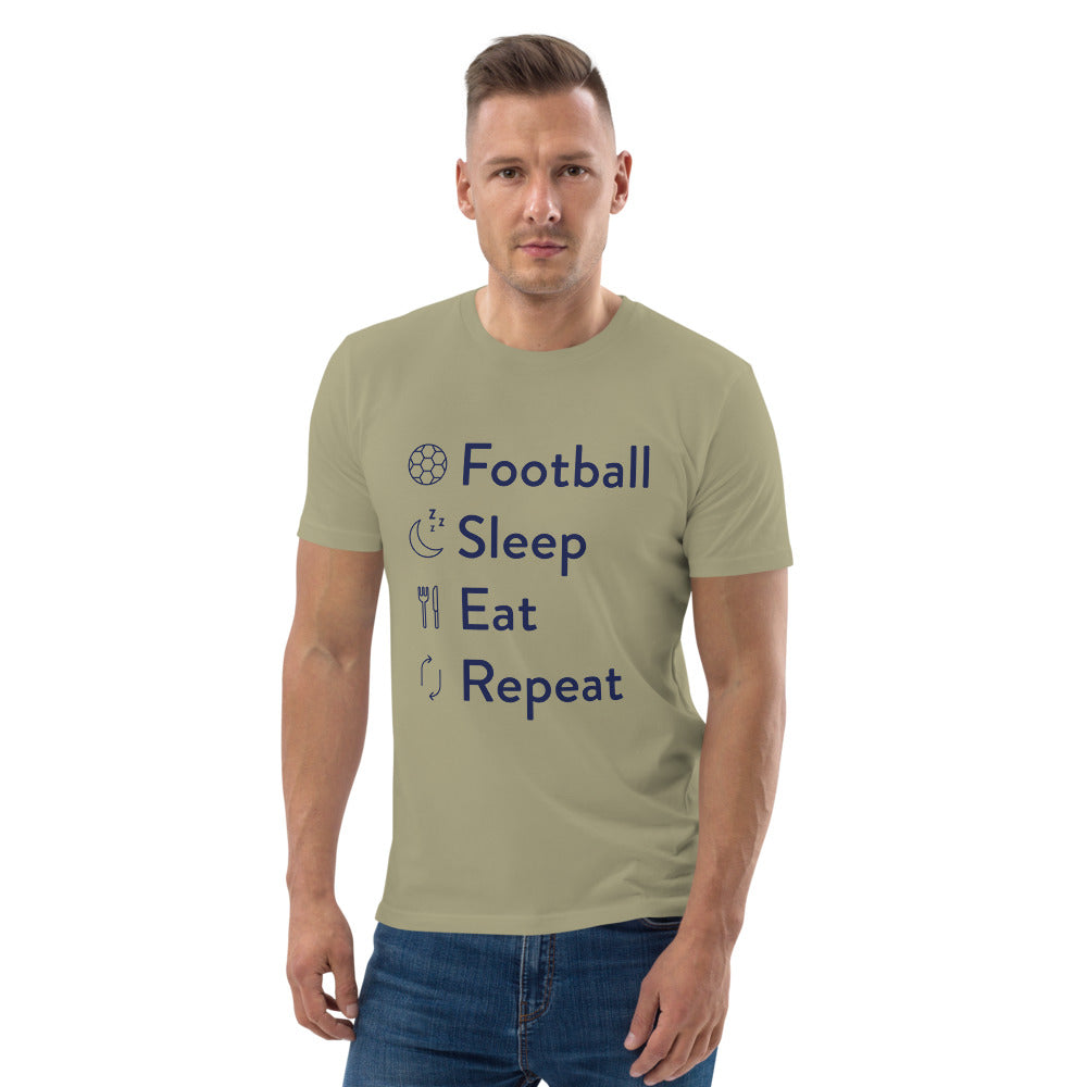 Football Sleep Eat Repeat Unisex organic cotton t-shirt