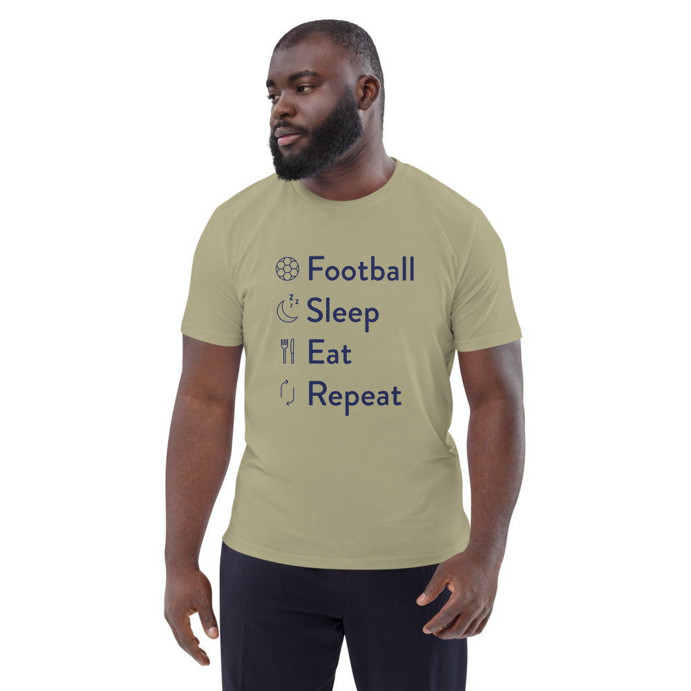 Football Sleep Eat Repeat Unisex organic cotton t-shirt