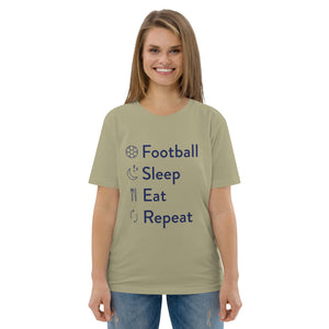 Football Sleep Eat Repeat Unisex organic cotton t-shirt
