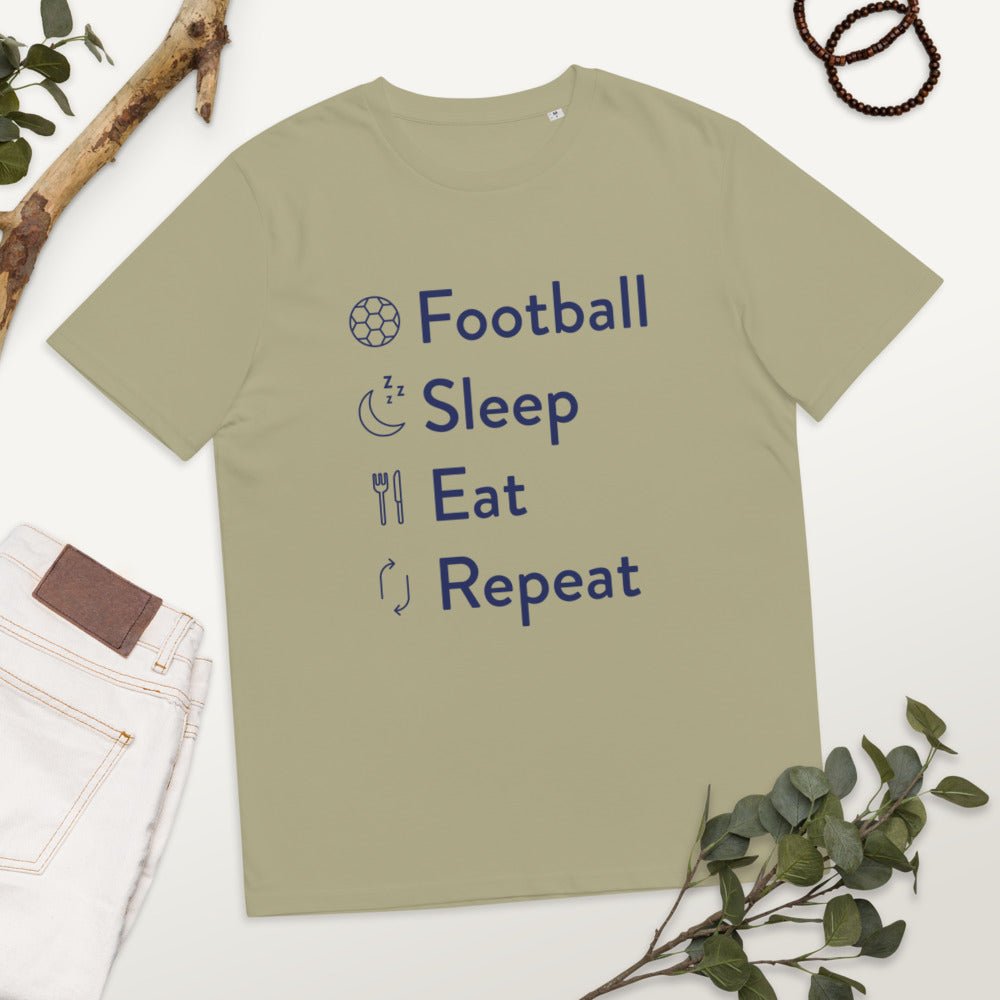 Football Sleep Eat Repeat Unisex organic cotton t-shirt