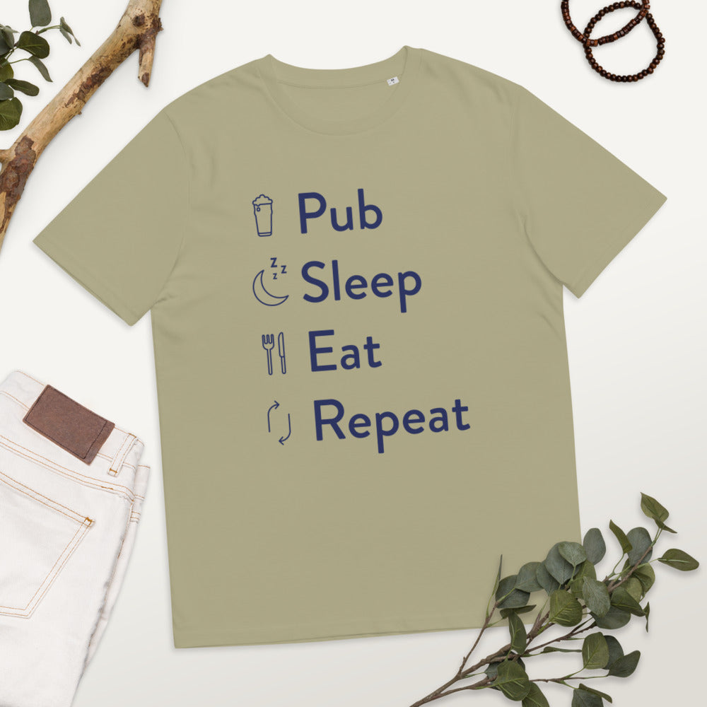 Pub Sleep Eat Repeat Unisex organic cotton t-shirt