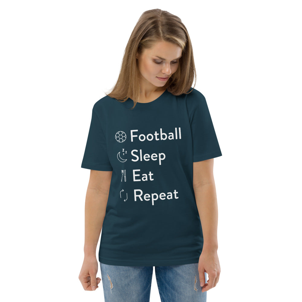 Football Sleep Eat Repeat Unisex organic cotton t-shirt