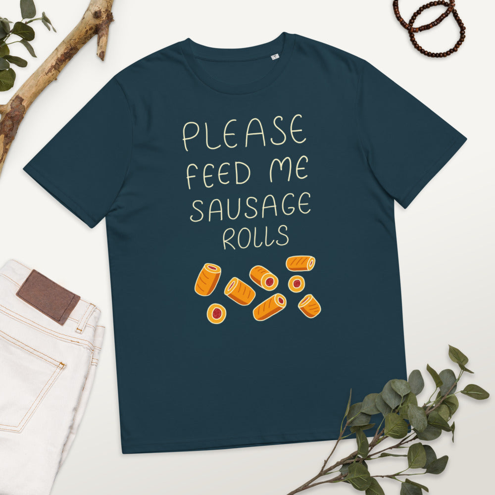 Feed me Sausage Rolls Unisex organic cotton t-shirt