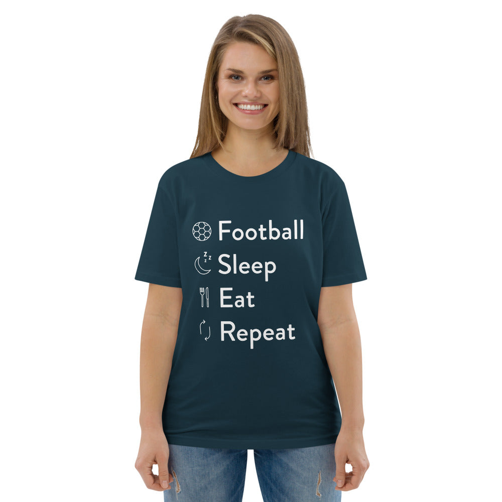 Football Sleep Eat Repeat Unisex organic cotton t-shirt