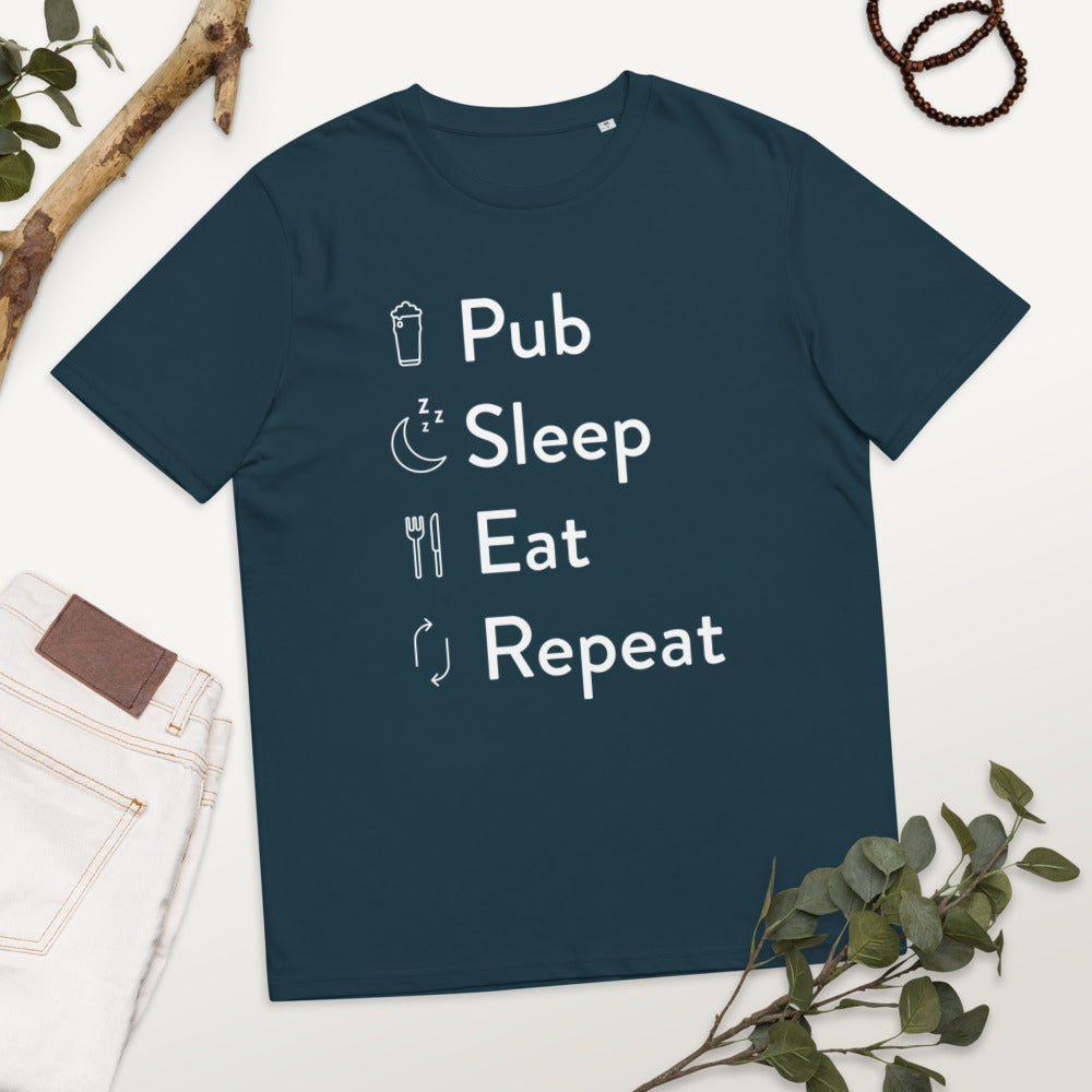 Pub Sleep Eat Repeat Unisex organic cotton t-shirt