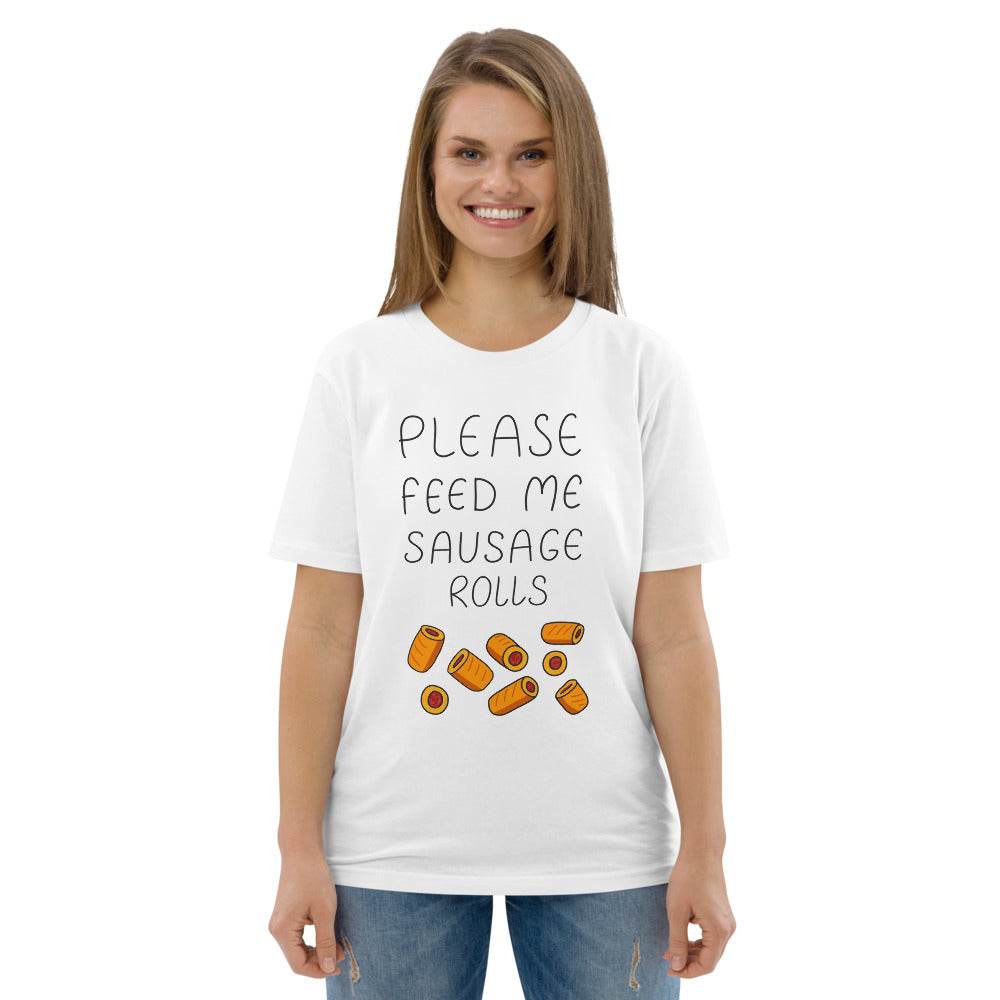 Feed me Sausage Rolls Unisex organic cotton t-shirt