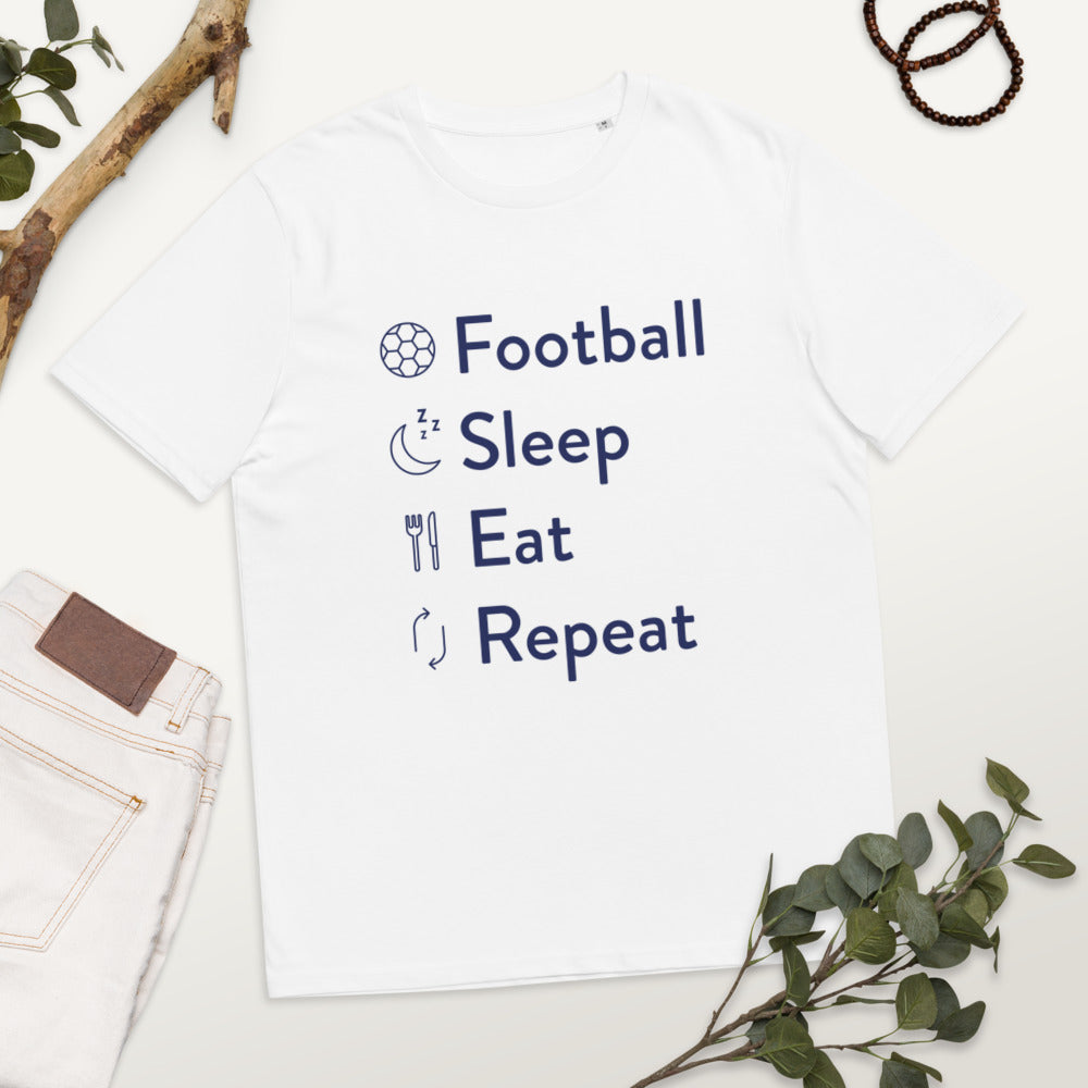 Football Sleep Eat Repeat Unisex organic cotton t-shirt