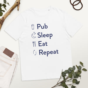 Pub Sleep Eat Repeat Unisex organic cotton t-shirt